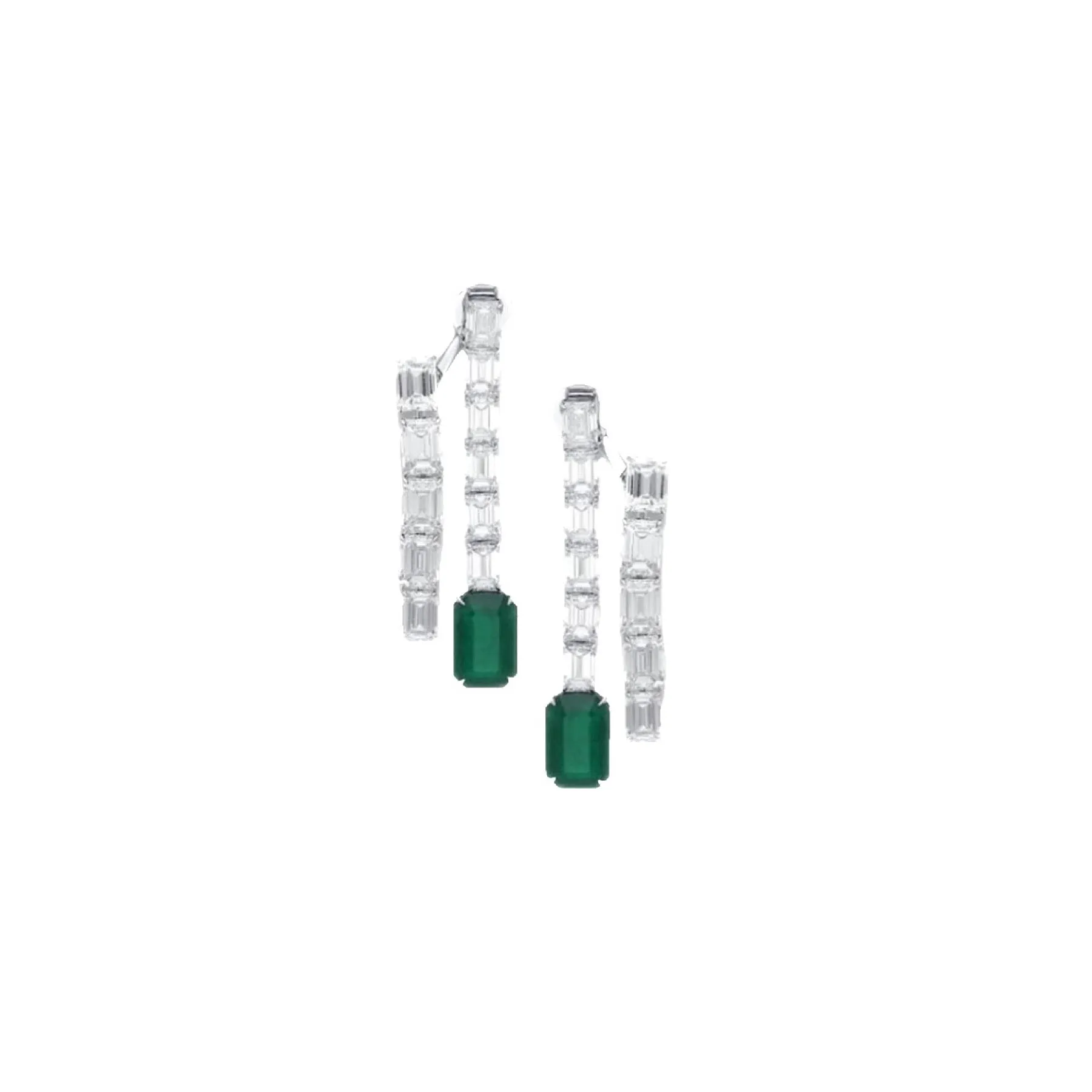 Zambian Emerald Cascade Diamond Earrings